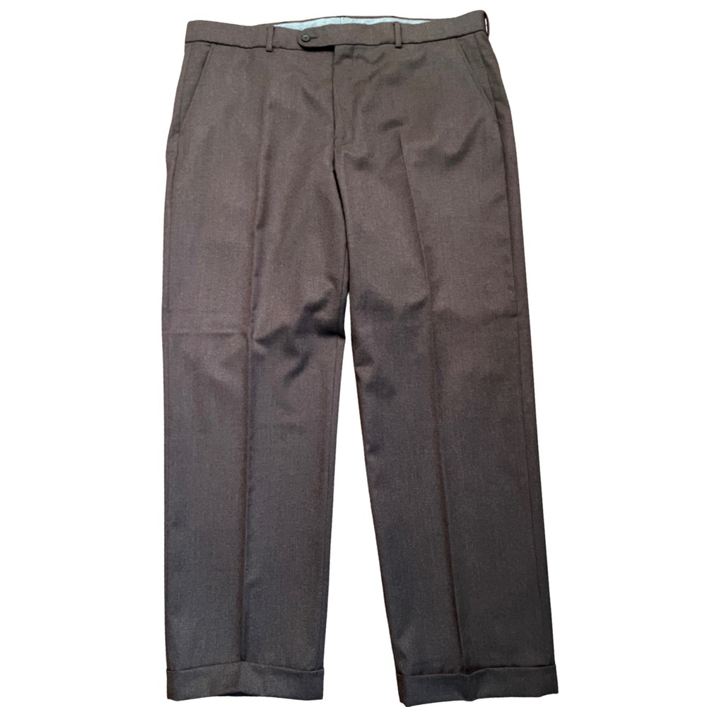Heritage Wool Cashmere Dress Trousers‎ Brown Cuffed Cortina Mens 38
